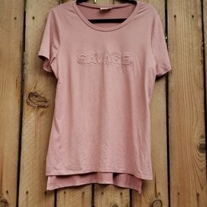 Pink suede savage tee